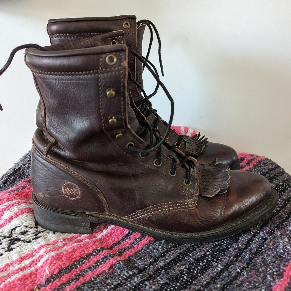 Double H Lace up Western boots women's size 10